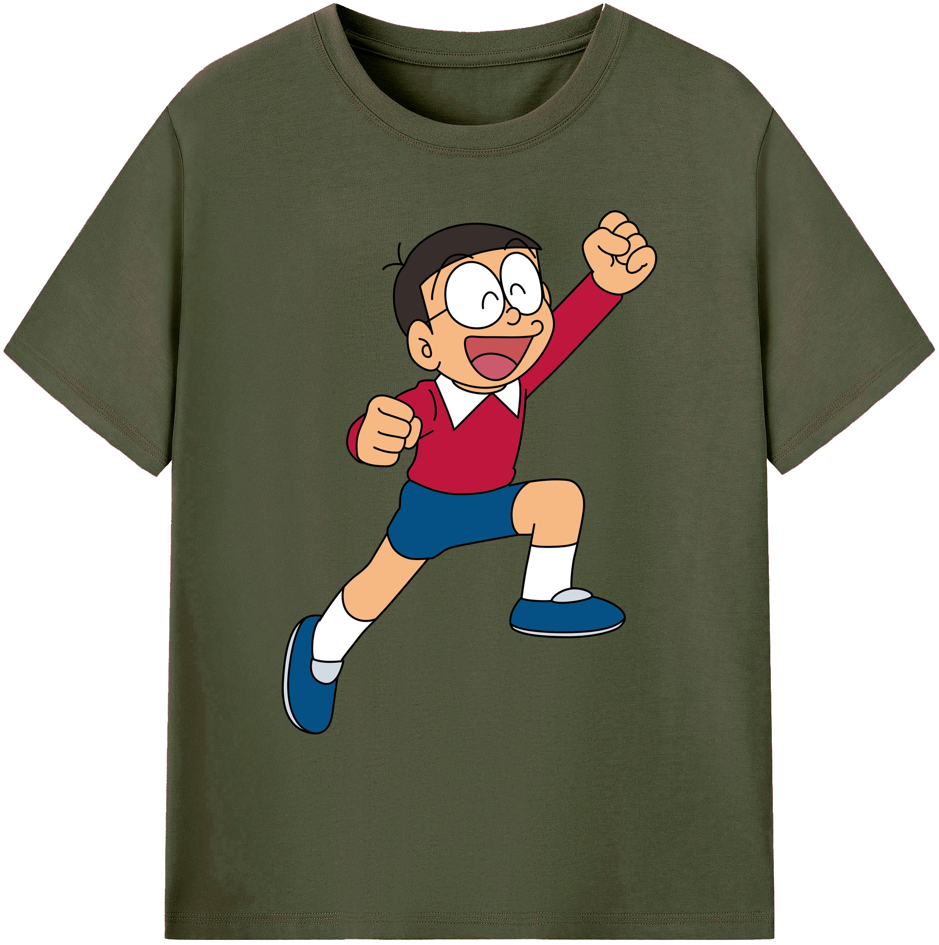 （画像用） ドラえもん 野比 のび太 Doraemon Nobita Nobi 綿100％ メンズ半袖Tシャツ｜肌触りやわらか＆通気性
